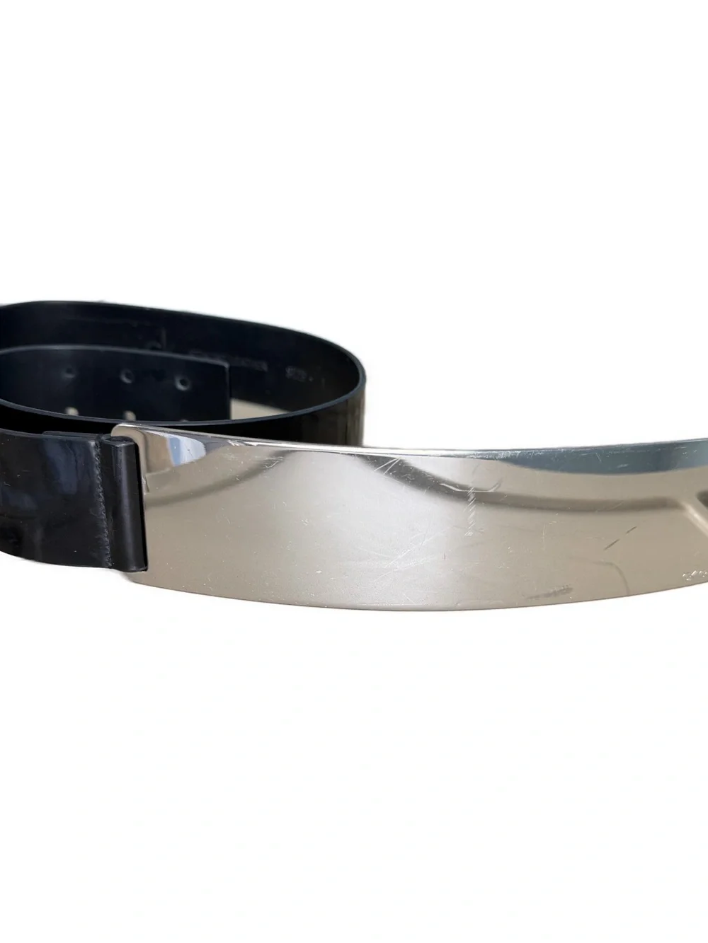 Calvin Klein Black Belt with Extra Large Silver Buckle